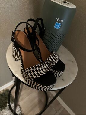 Target Black and White Woven Platform Block Heel Sandals